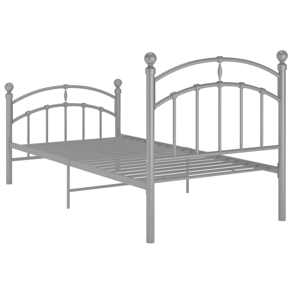 vidaXL Bed Frame without Mattress Grey Metal 90x200 cm