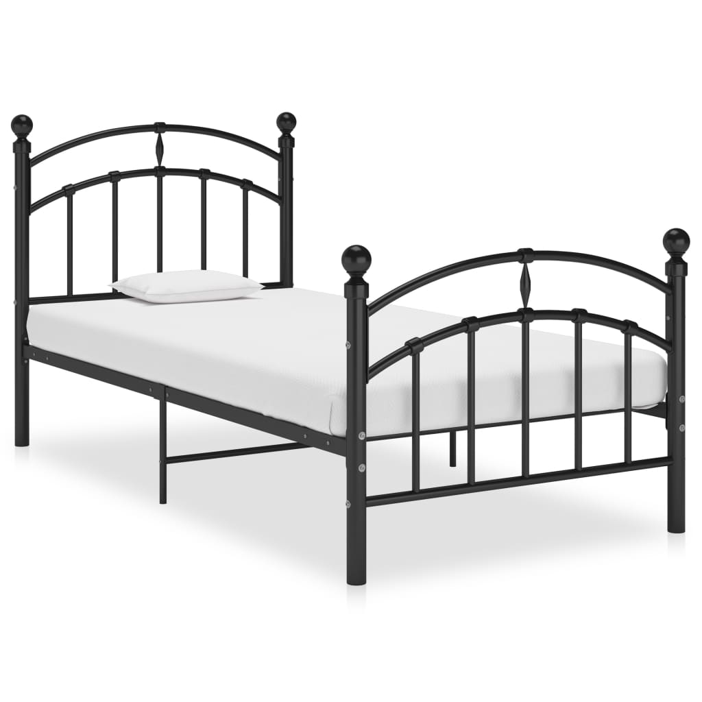 vidaXL Bed Frame without Mattress Black Metal 100x200 cm