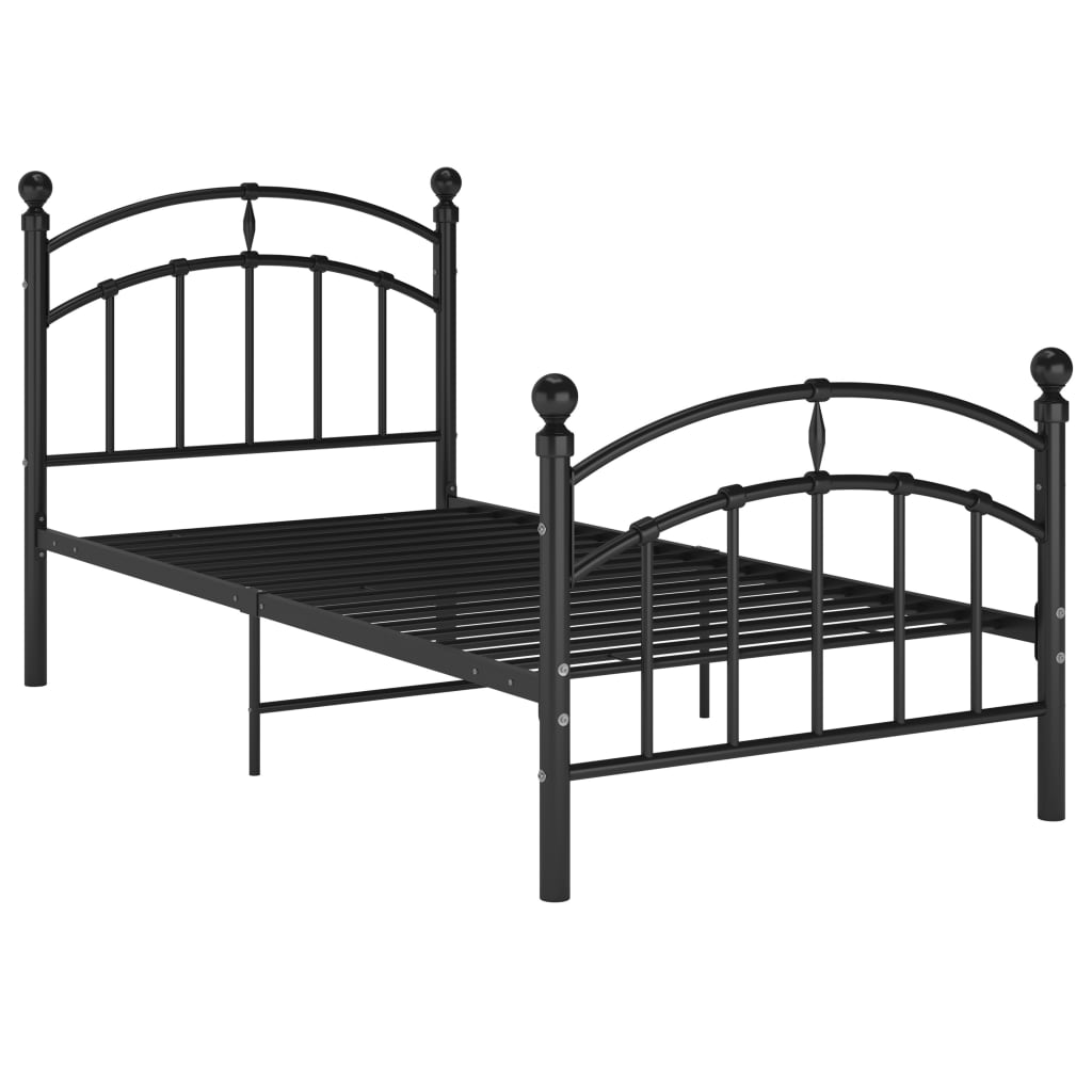 vidaXL Bed Frame without Mattress Black Metal 100x200 cm