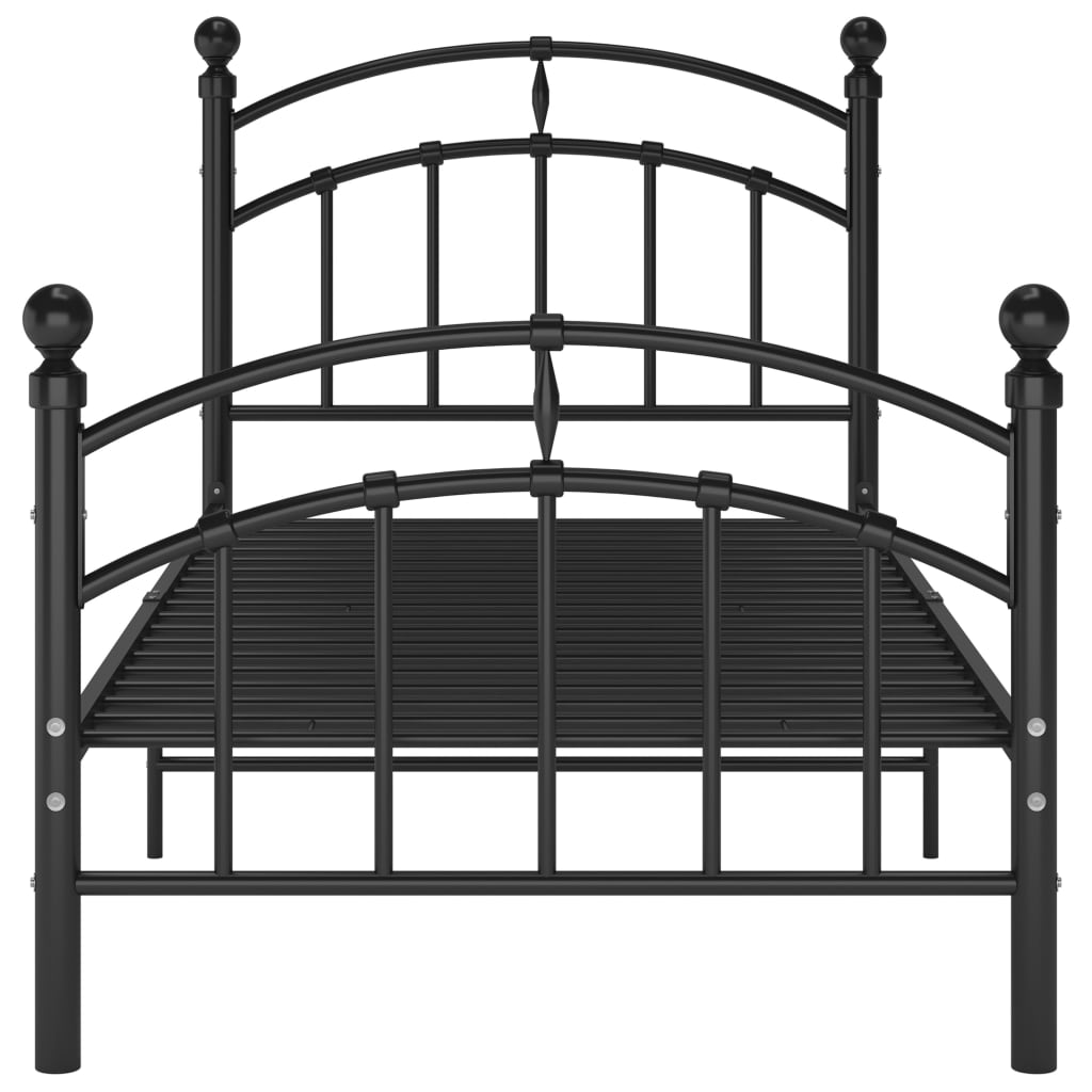 vidaXL Bed Frame without Mattress Black Metal 100x200 cm