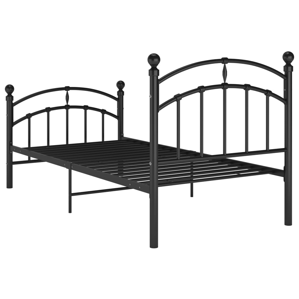 vidaXL Bed Frame without Mattress Black Metal 100x200 cm
