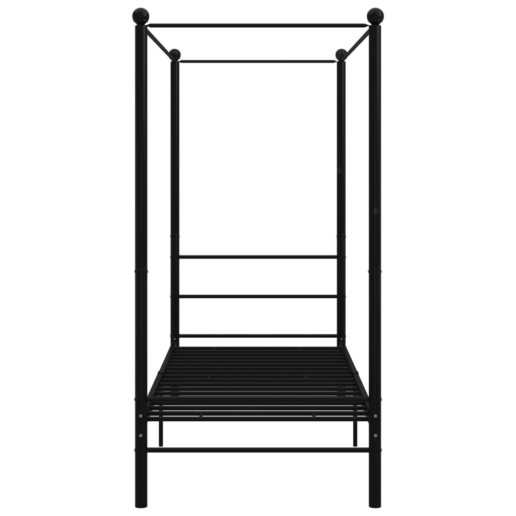 vidaXL Canopy Bed Frame without Mattress Black Metal 90x200 cm