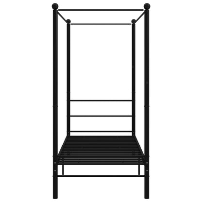 vidaXL Canopy Bed Frame without Mattress Black Metal 90x200 cm
