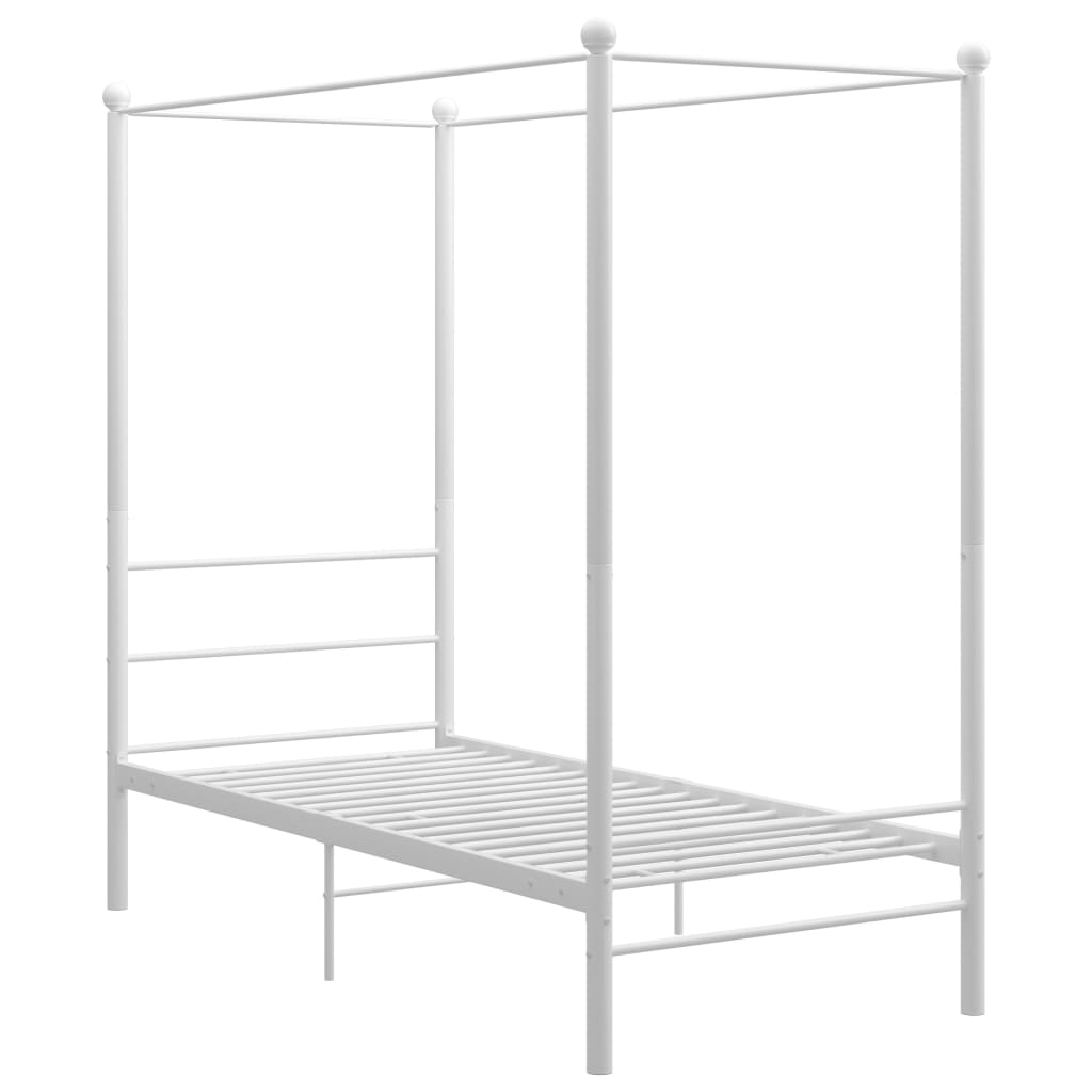 vidaXL Bed Frame | White | Powder-coated metal | Single | Bed Frame