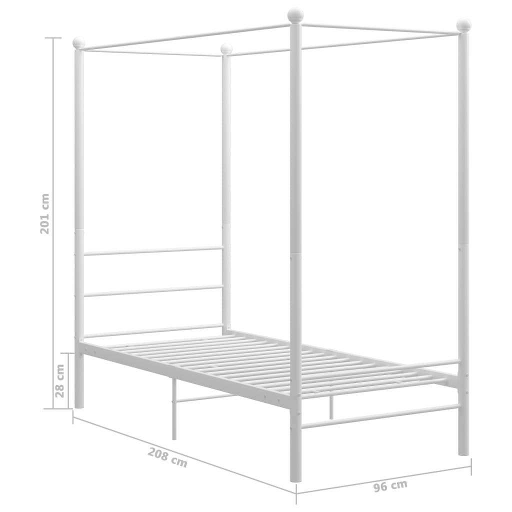 vidaXL Bed Frame | White | Powder-coated metal | Single | Bed Frame