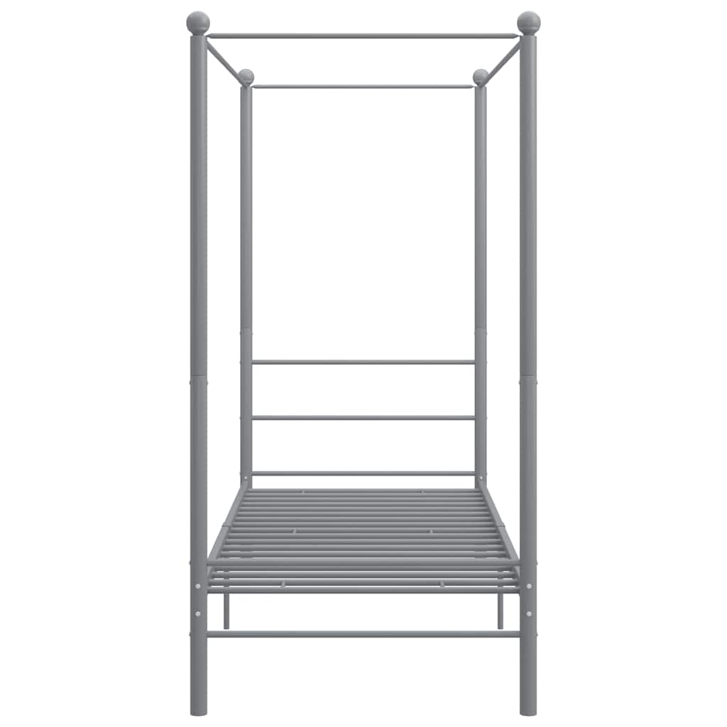 vidaXL Canopy Bed Frame without Mattress Grey Metal 90x200 cm