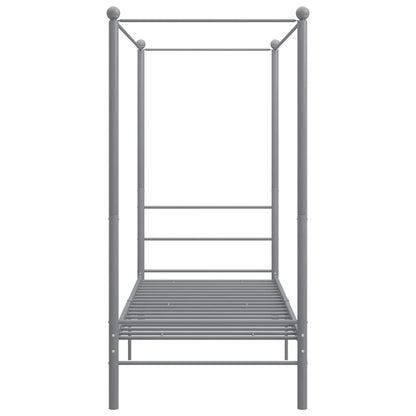 vidaXL Canopy Bed Frame without Mattress Grey Metal 90x200 cm