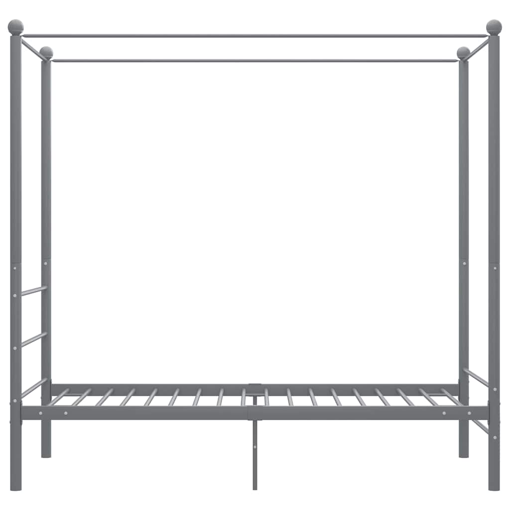vidaXL Canopy Bed Frame without Mattress Grey Metal 90x200 cm