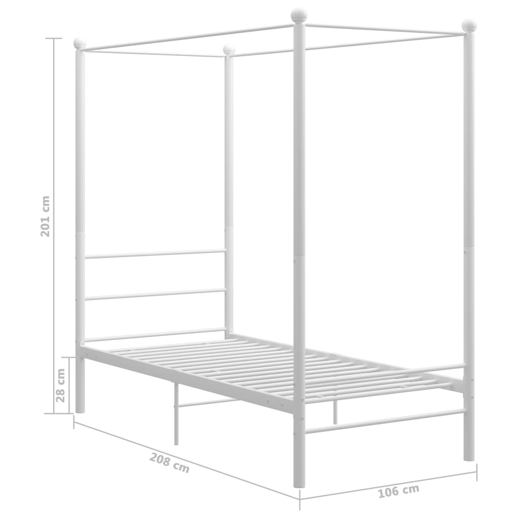 vidaXL Bed Frame | White | Powder-coated metal | Single | Tough | Bed Frame
