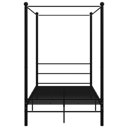 vidaXL Canopy Bed Frame without Mattress Black Metal 120x200 cm