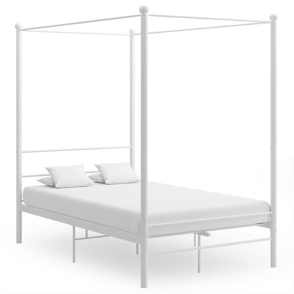 vidaXL Bed Frame | White | Powder-coated metal | 120x200 cm | Bed Frame