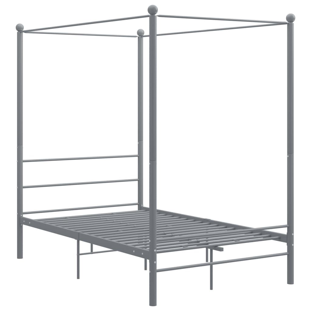 vidaXL Bed Frame | Grey | Powder-coated metal | Double | Durable | Bed Frame