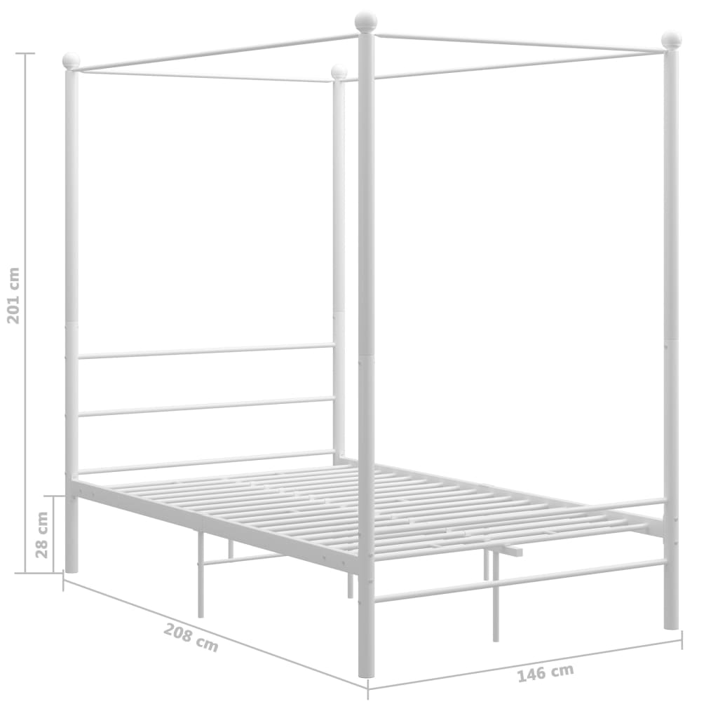 vidaXL Bed Frame | White | Powder-coated metal | 140 x 200 cm | Bed Frame