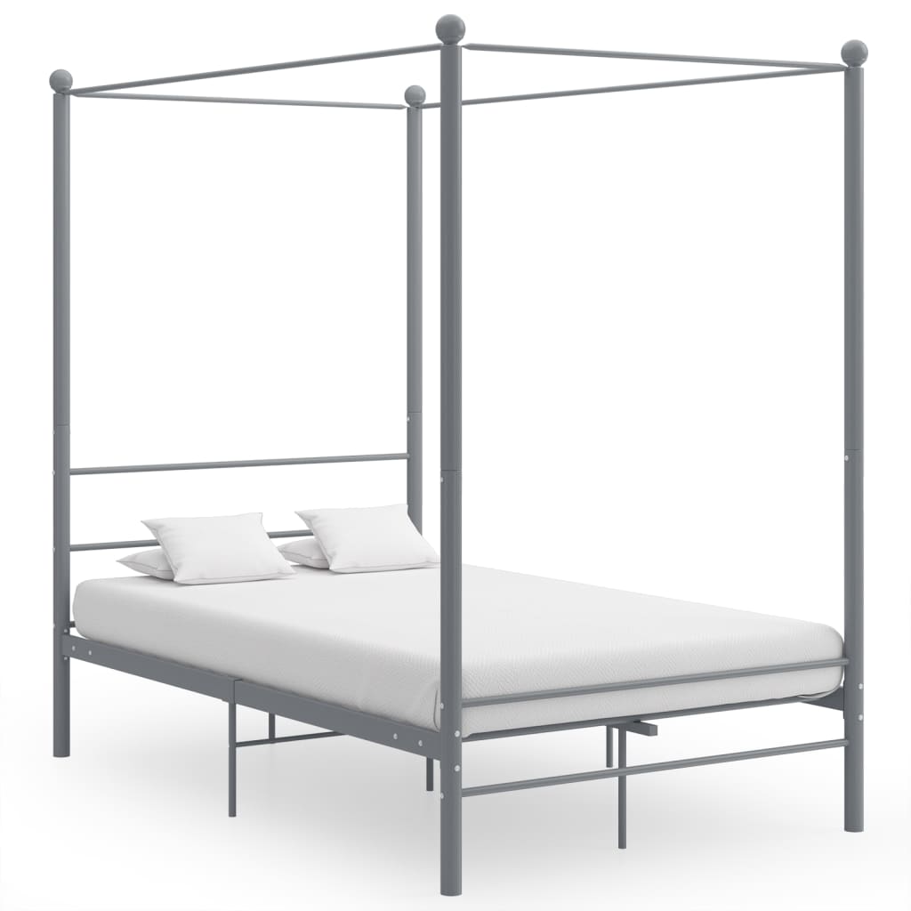 vidaXL Bed Frame | Grey | Powder-coated metal | 140x200 cm | Bed Frame