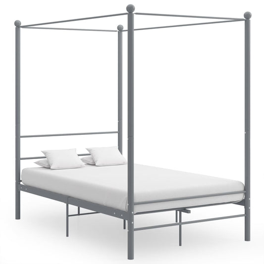 vidaXL Bed Frame | Grey | Powder-coated metal | 140x200 cm | Bed Frame