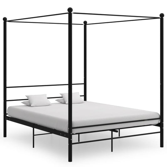 vidaXL Bed Frame | Black | Powder-coated metal | Double | Durable | Bed Frame
