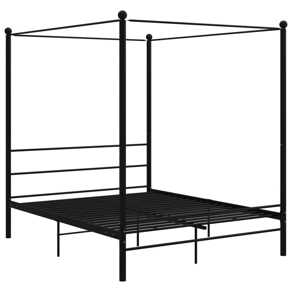 vidaXL Bed Frame | Black | Powder-coated metal | Double | Durable | Bed Frame
