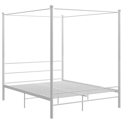 vidaXL Bed Frame | White | Powder-coated metal | Double | Sturdy | Bed Frame