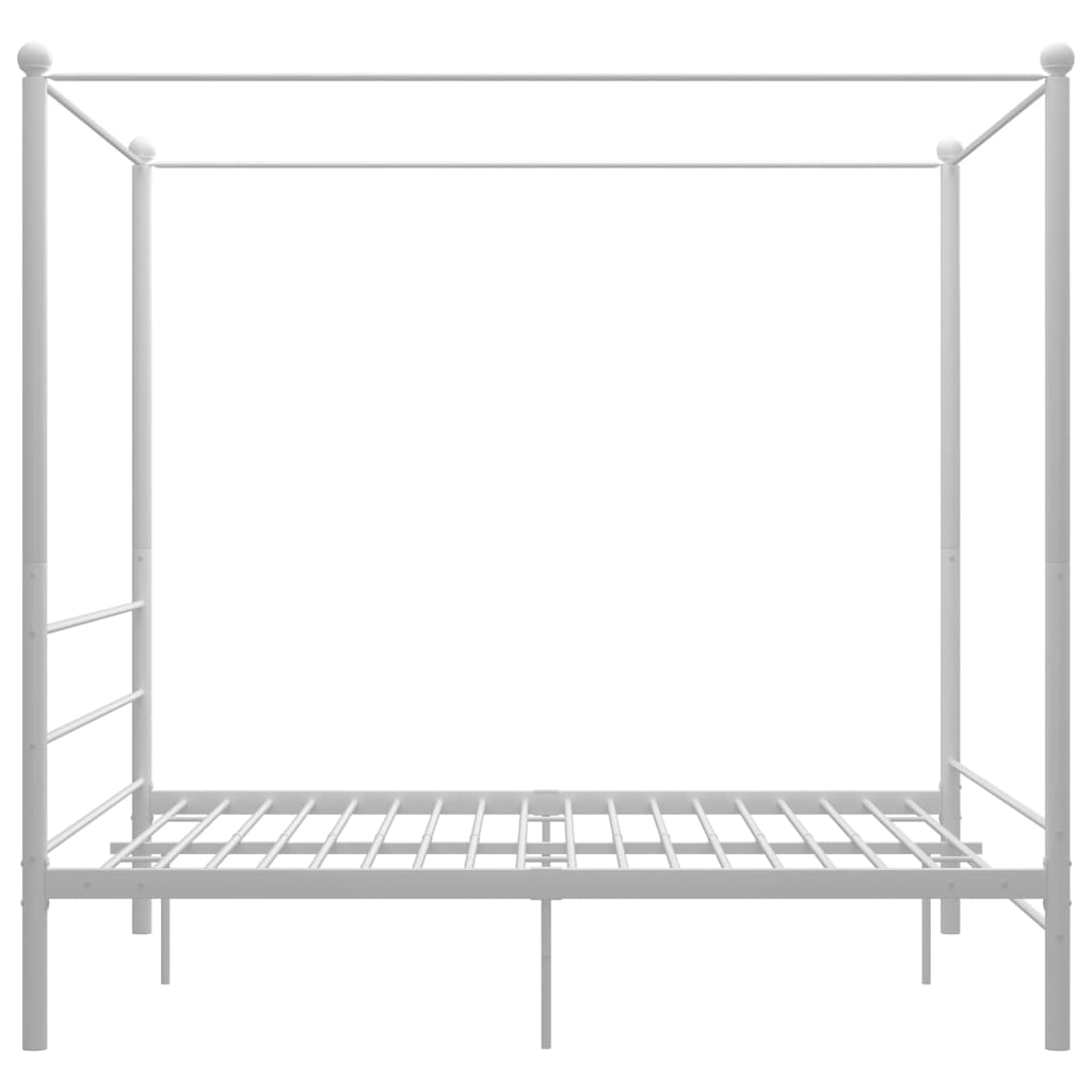 vidaXL Bed Frame | White | Powder-coated metal | Double | Sturdy | Bed Frame