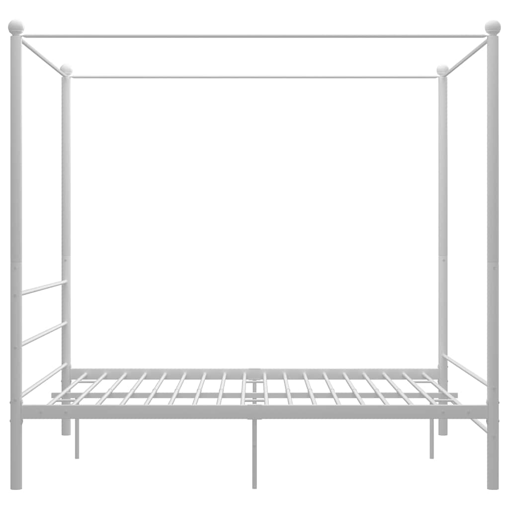 vidaXL Bed Frame with Canopy without Mattress White 160x200 cm Metal