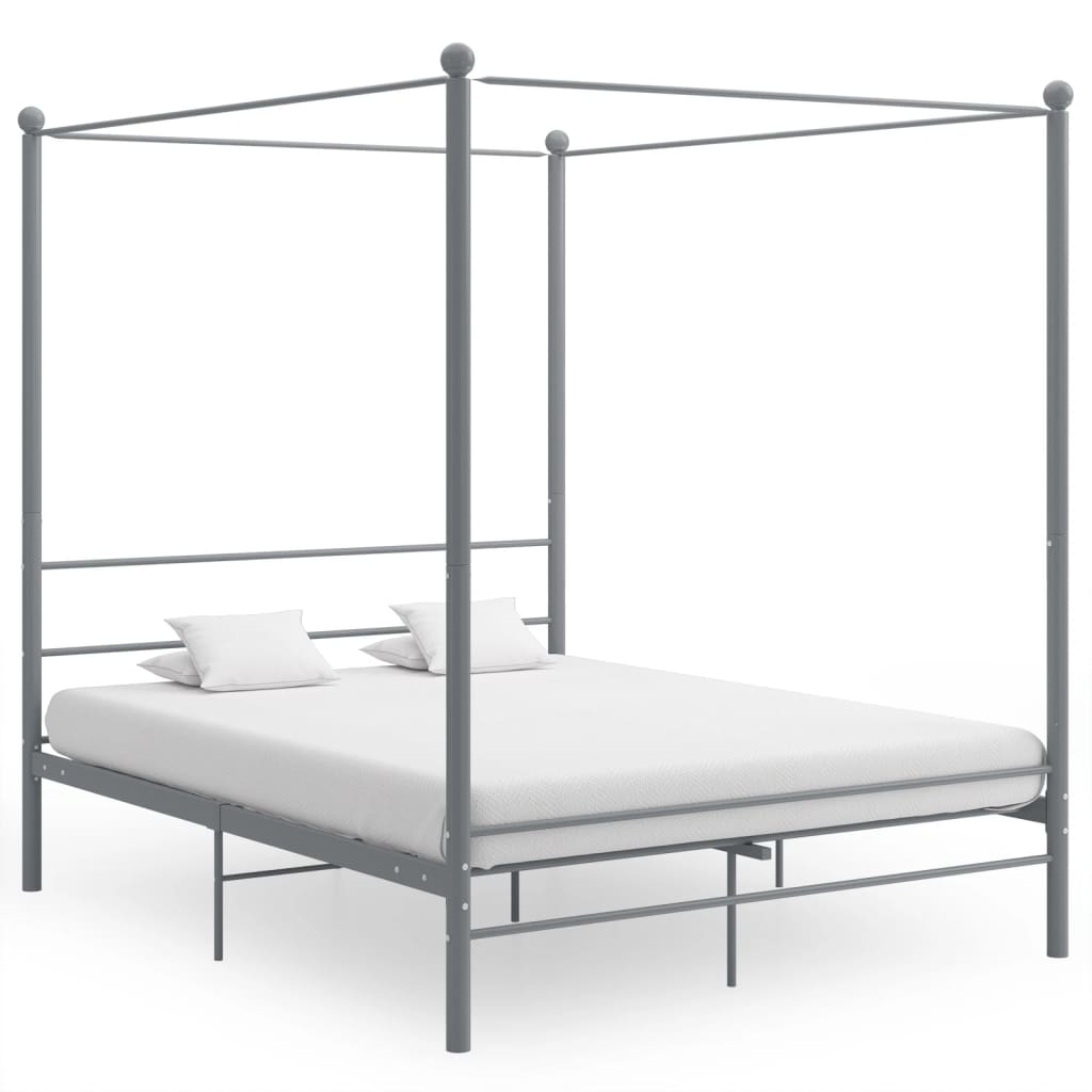 vidaXL Bed Frame | Grey | Powder-coated metal | Double | Classic/Traditional