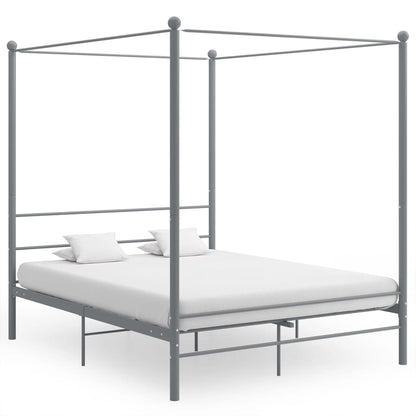 vidaXL Bed Frame | Grey | Powder-coated metal | Double | Classic/Traditional