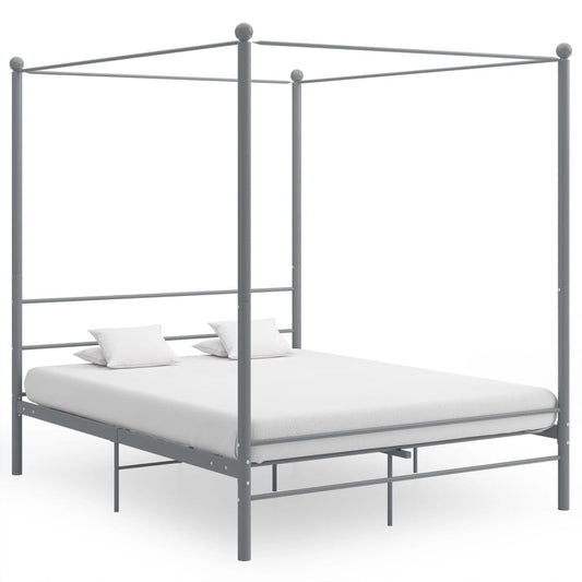 vidaXL Bed Frame | Grey | Powder-coated metal | Double | Classic/Traditional