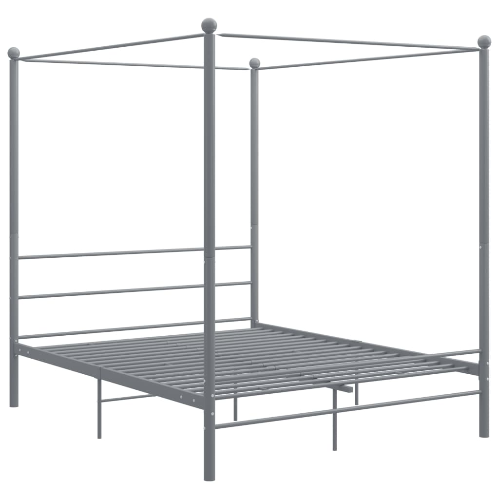 vidaXL Bed Frame | Grey | Powder-coated metal | Double | Classic/Traditional