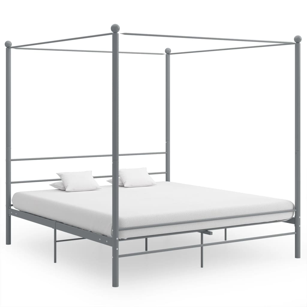 vidaXL Bed Frame | Grey | Powder-coated metal | Super King | Durable | Bed Frame