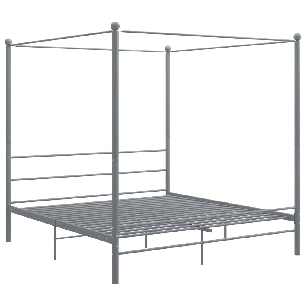 vidaXL Bed Frame | Grey | Powder-coated metal | Super King | Durable | Bed Frame