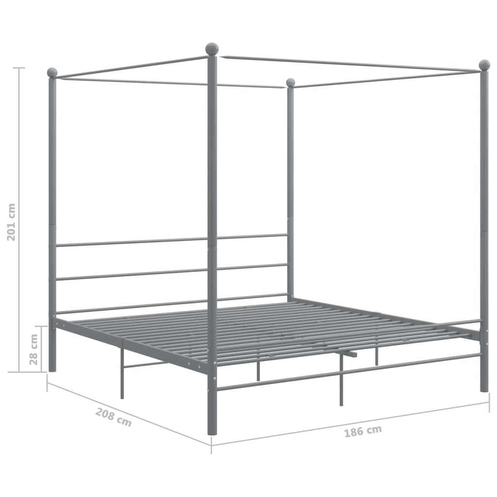 vidaXL Bed Frame | Grey | Powder-coated metal | Super King | Durable | Bed Frame