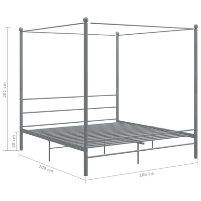 vidaXL Canopy Bed Frame without Mattress Grey Metal 180x200 cm Super King