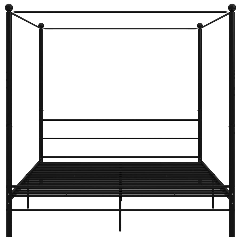 vidaXL Canopy Bed Frame without Mattress Black Metal 200x200 cm