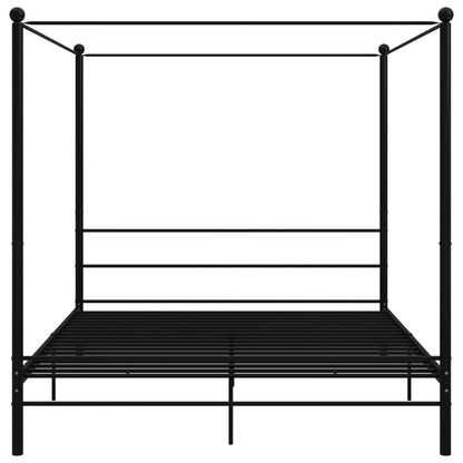 vidaXL Canopy Bed Frame without Mattress Black Metal 200x200 cm