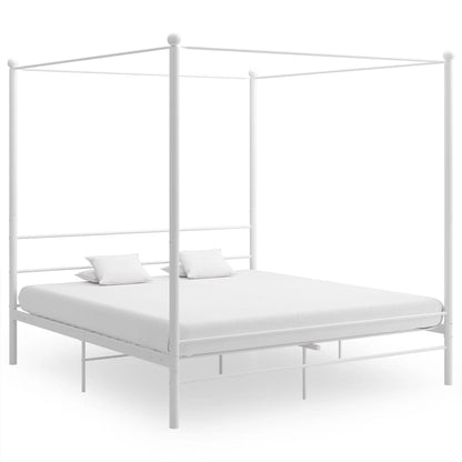 vidaXL Bed Frame | White | Powder-coated metal | 200x200 cm | Durable