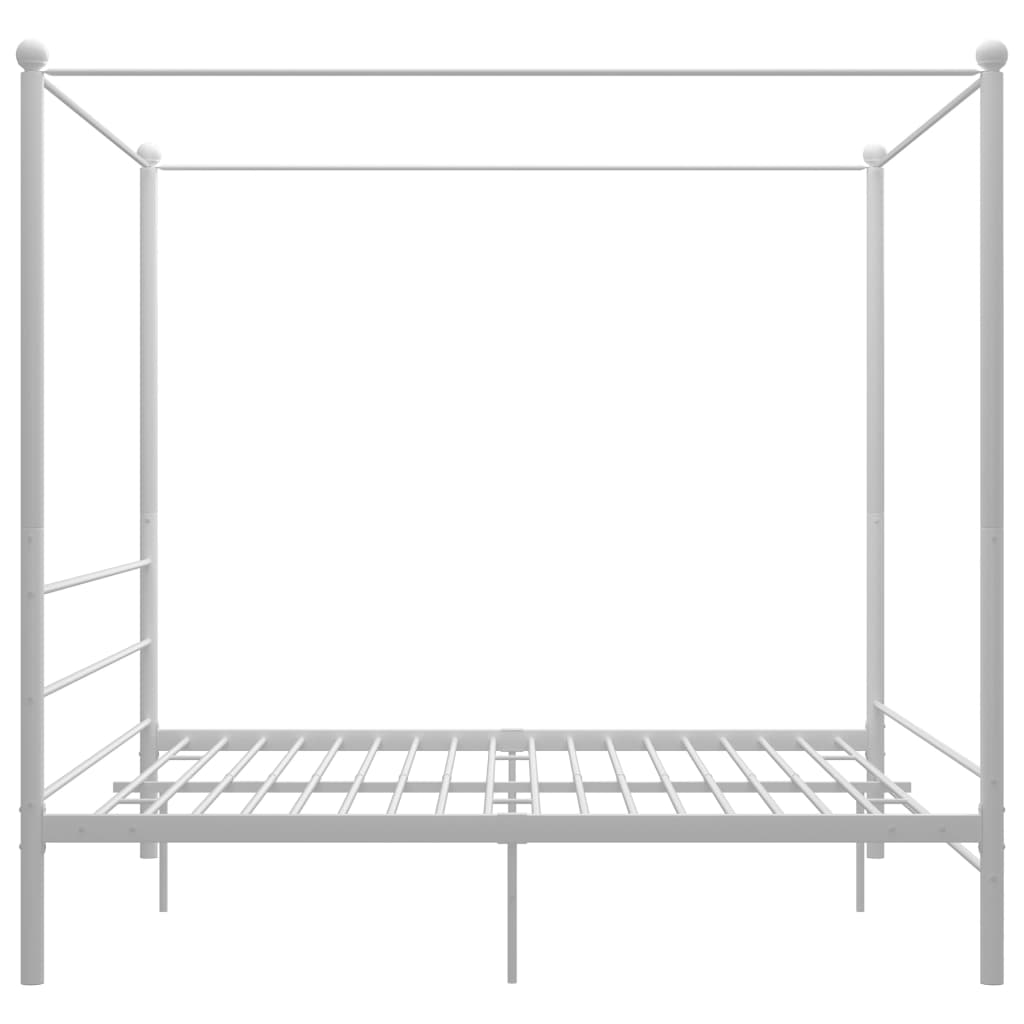 vidaXL Canopy Bed Frame without Mattress White Metal 200x200 cm