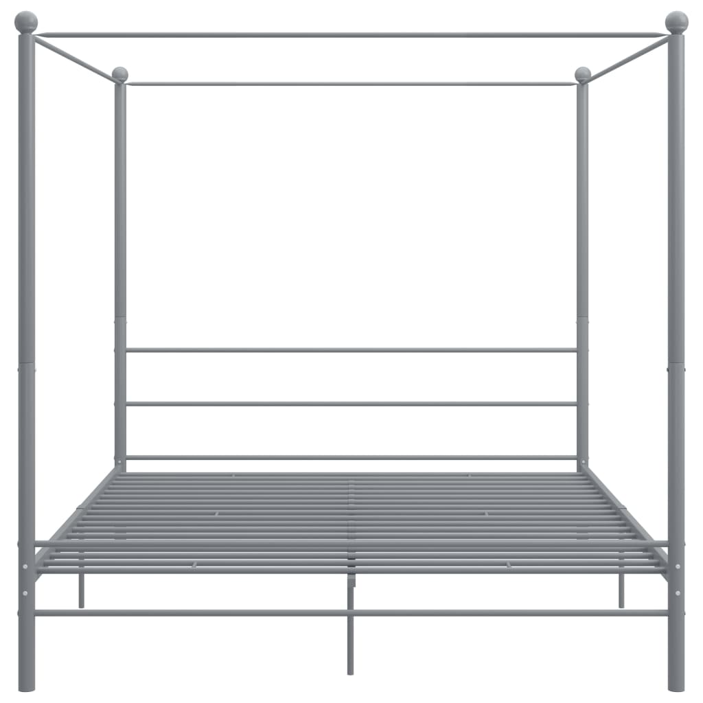 vidaXL Canopy Bed Frame without Mattress Grey Metal 200x200 cm