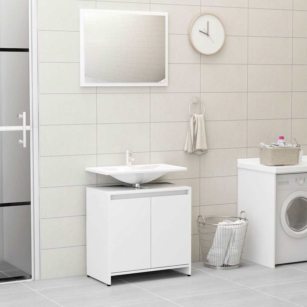 vidaXL 4 Piece Bathroom Furniture Set White Engineered Wood
