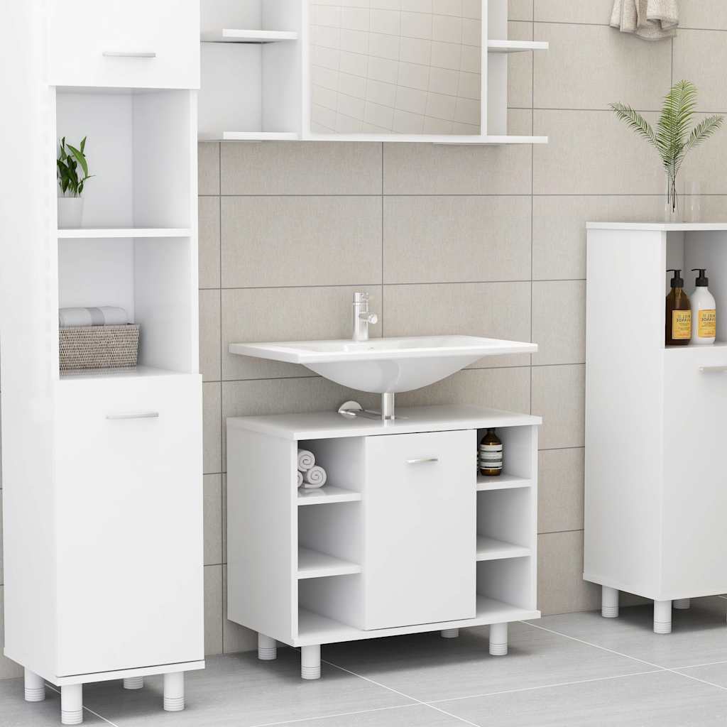 vidaXL 4 Piece Bathroom Furniture Set White Engineered Wood
