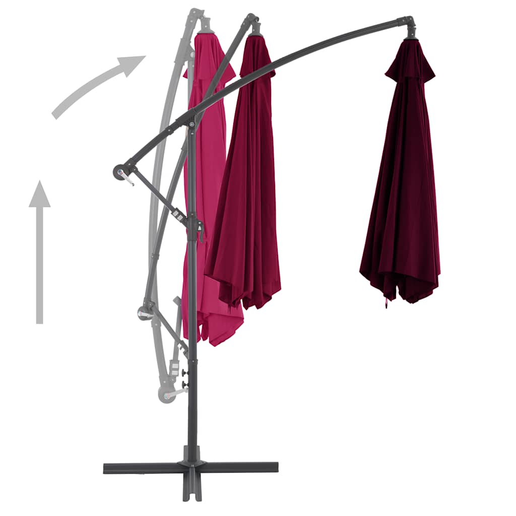 vidaXL Cantilever Garden Parasol | Bordeaux Red | Polyester, Metal | Large