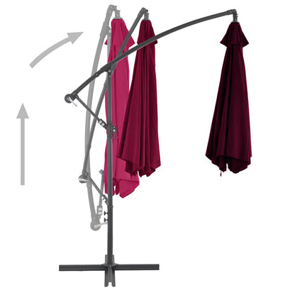 vidaXL Cantilever Garden Parasol | Bordeaux Red | Polyester, Metal | Large