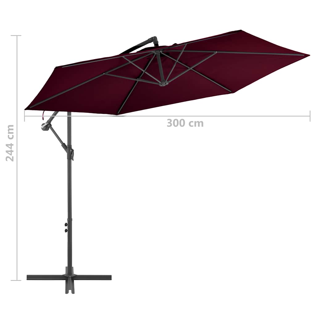 vidaXL Cantilever Garden Parasol | Bordeaux Red | Polyester, Metal | Large