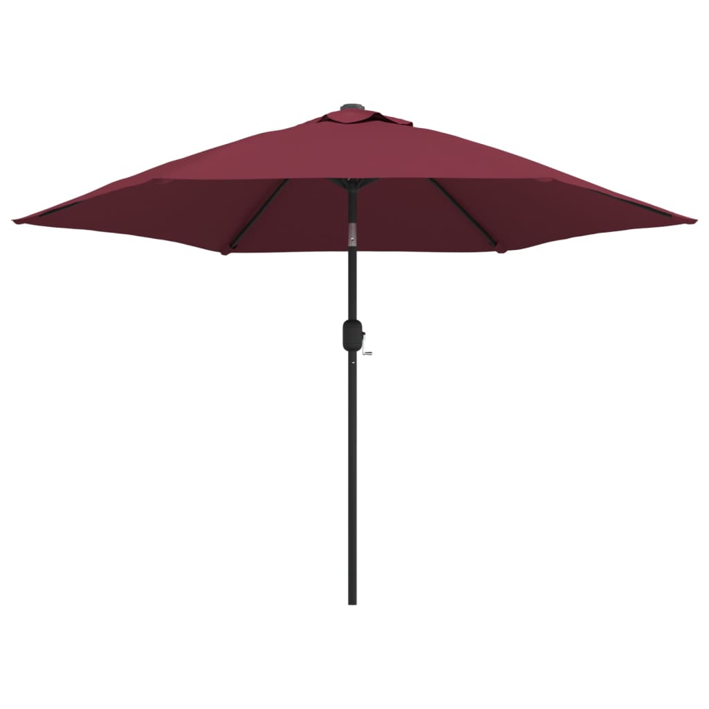 vidaXL Garden Parasol with LED Lights and Steel Pole 300 cm Bordeaux Red