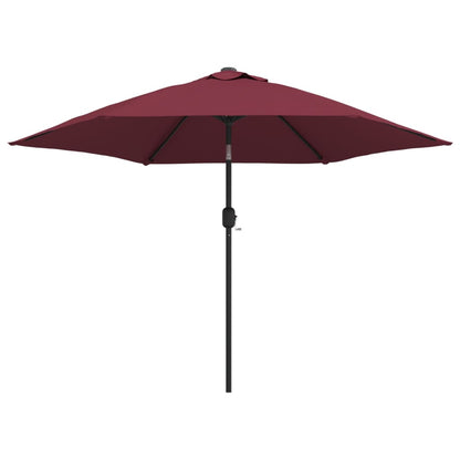vidaXL Garden Parasol with LED Lights and Steel Pole 300 cm Bordeaux Red
