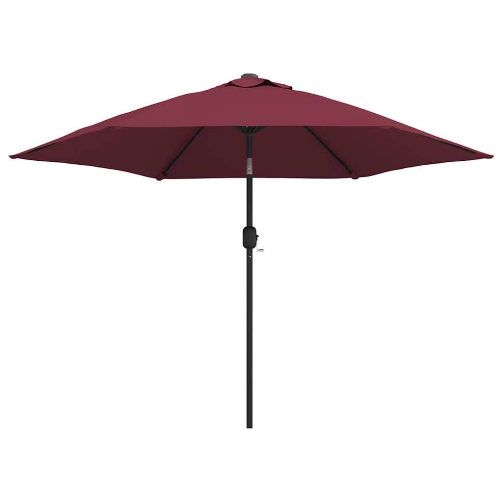 vidaXL Garden Parasol with LED Lights and Steel Pole 300 cm Bordeaux Red