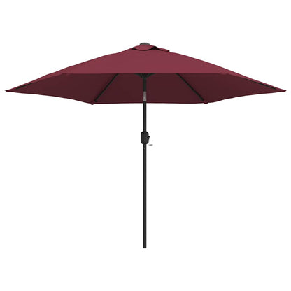 vidaXL Garden Parasol with LED Lights and Steel Pole 300 cm Bordeaux Red