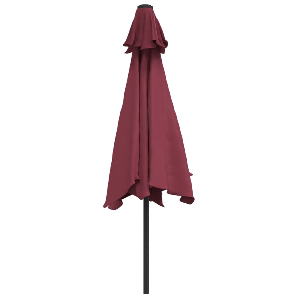 vidaXL Garden Parasol with LED Lights and Steel Pole 300 cm Bordeaux Red