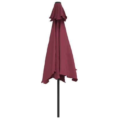 vidaXL Garden Parasol with LED Lights and Steel Pole 300 cm Bordeaux Red