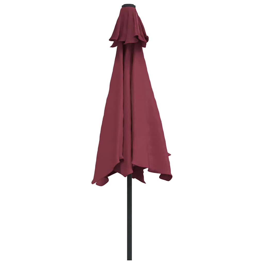 vidaXL Garden Parasol with LED Lights and Steel Pole 300 cm Bordeaux Red
