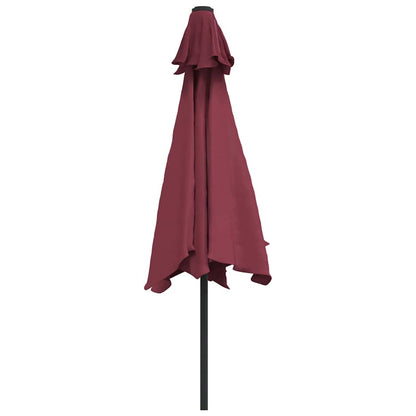 vidaXL Garden Parasol with LED Lights and Steel Pole 300 cm Bordeaux Red